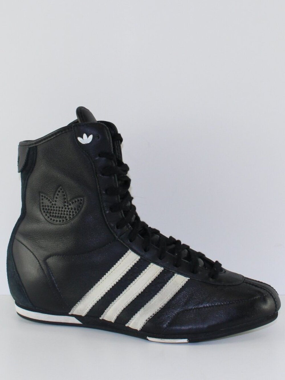Adidas Women Black Leather Hi Top Boxing Wrestling Shoes (6.5 US)